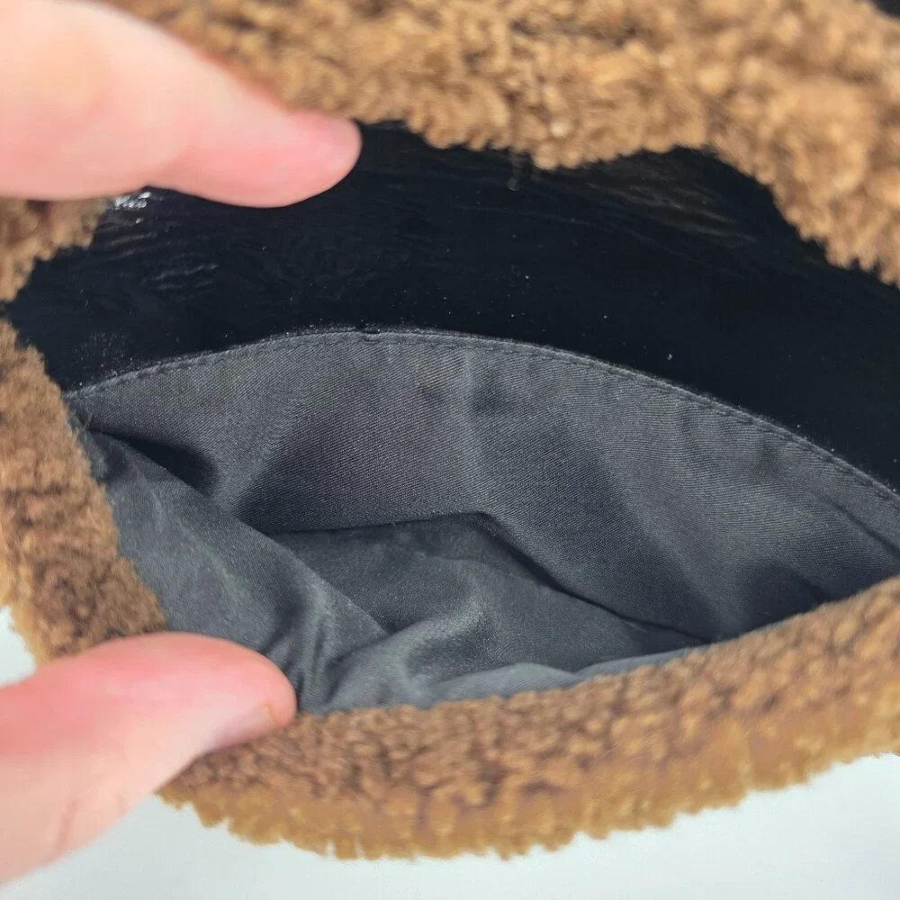 TOPSHOP Patent & Teddy Trim Camera Bag